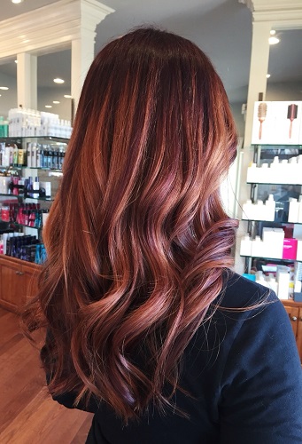 Rose Gold Highlights For Brunette Hair | M2 Salon NC At MY Salon Suites| Margy Sheppard Hairstylist Rose Gold Highlights For Brunette Hair | M2 Salon NC At MY Salon Suites| Margy Sheppard Hairstylist